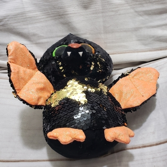 TY Flippables Beanie Boos Omen Bat 9.5" Plush Stuffed Animal Sequins Black Gold - Picture 5 of 10